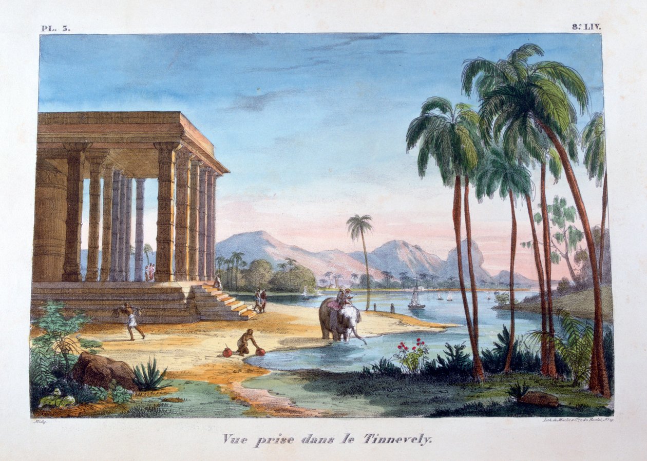 En utsikt over Tinnevelly, India, 1828 av Marlet et Cie