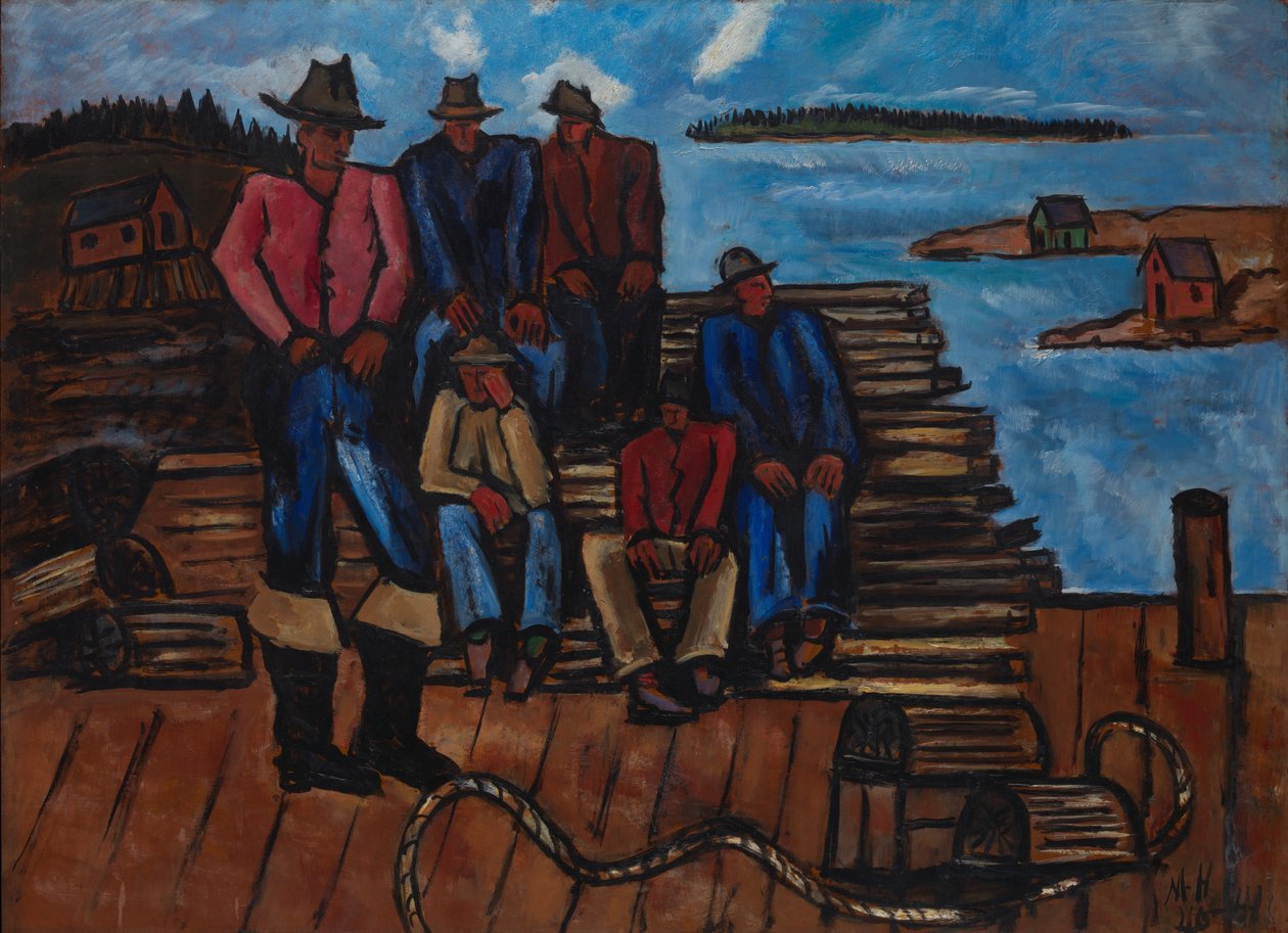 Lobster Fishermen, 1940-41 (olje på hardboard) av Marsden Hartley