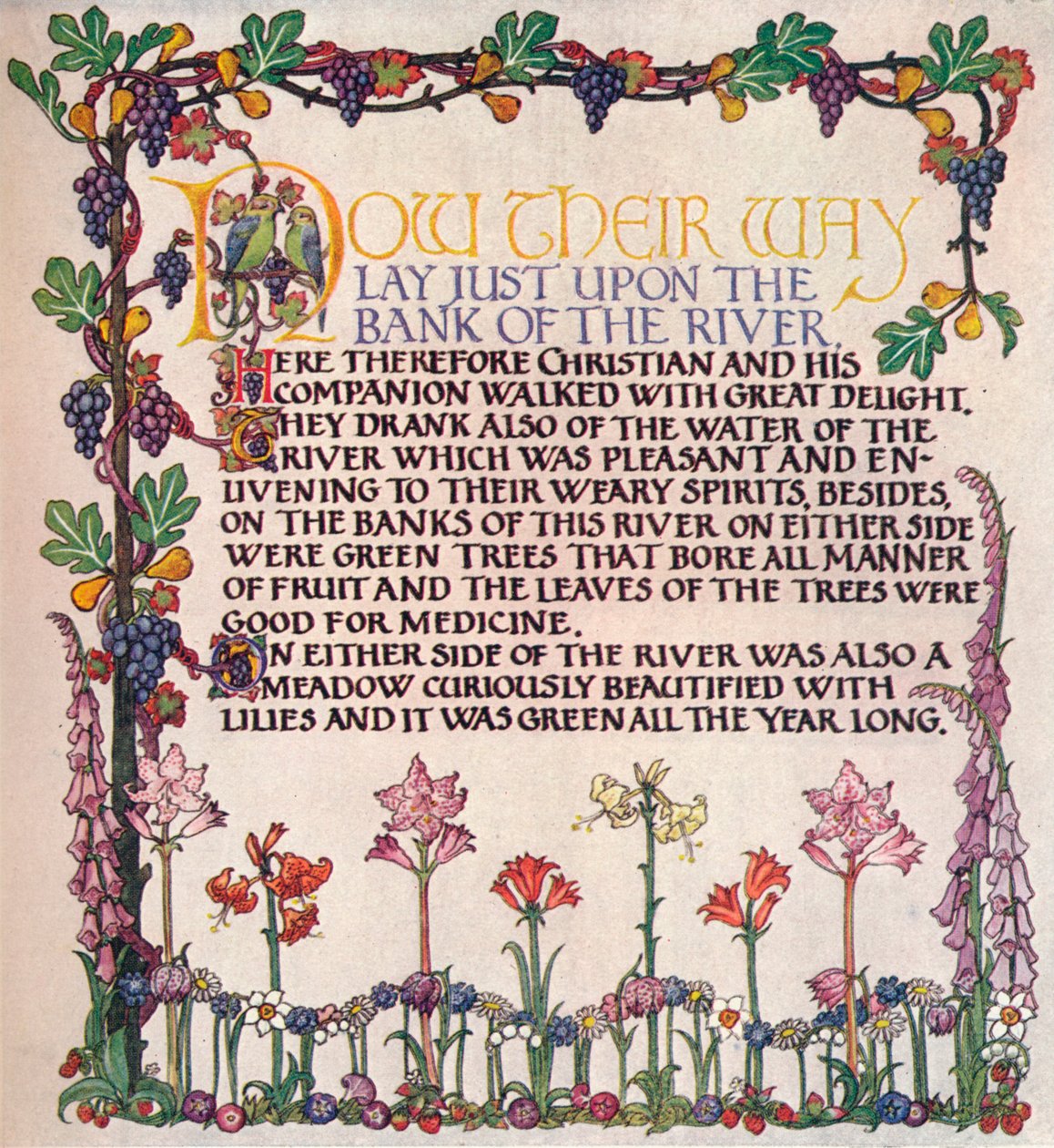 'Oplyst tekst fra pilegrimens fremgang', c1920 av Marta Bowerley