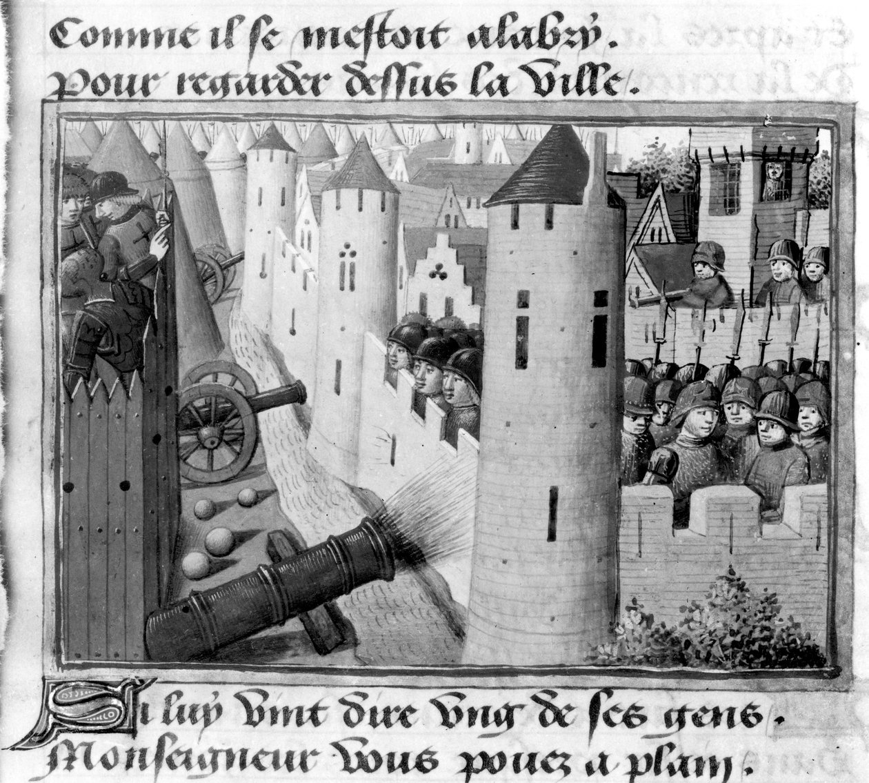 Ms Fr 5054 fol.54v The Siege of Orleans, fra Vigils of Charles VII, c.1484 av Martial de Paris