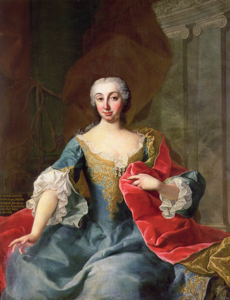 Katherina, grevinne Harrach etter grevinne Bouqnoy, kone til grev Karl Anton von Harrach, 1700-tallet av Martin II Mytens or Meytens