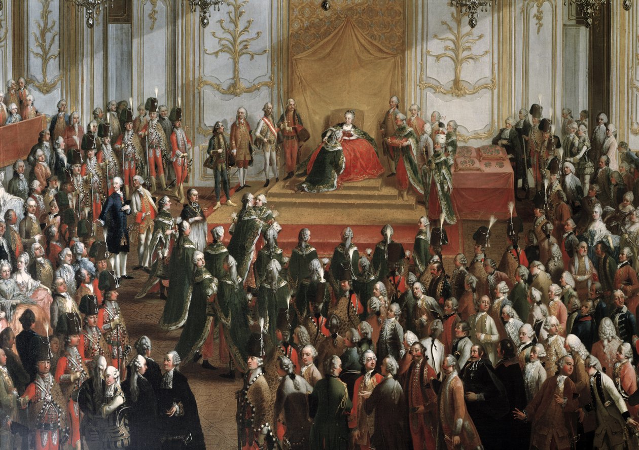 Maria Theresa ved Investiture of the Order of St. Stephen, 1764 (detalj av 67407) av Martin II Mytens or Meytens