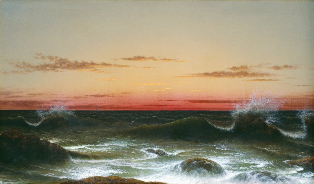 Havbilde: Solnedgang, 1861 av Martin Johnson Heade