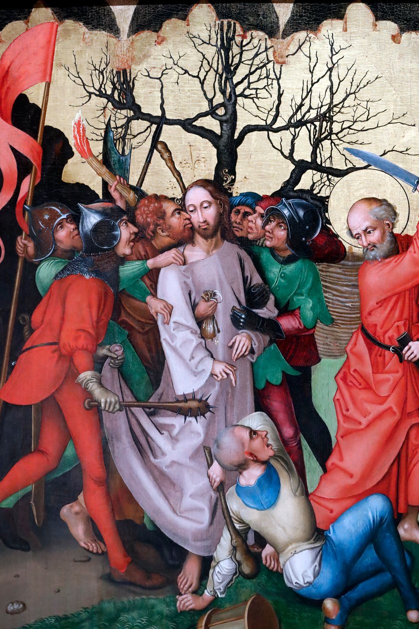 Judas kyss (olje på trepanel) av Martin Schongauer
