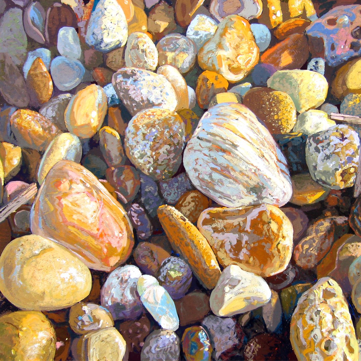 Beach Pebbles, 2007 (gouache om bord) av Martin Decent