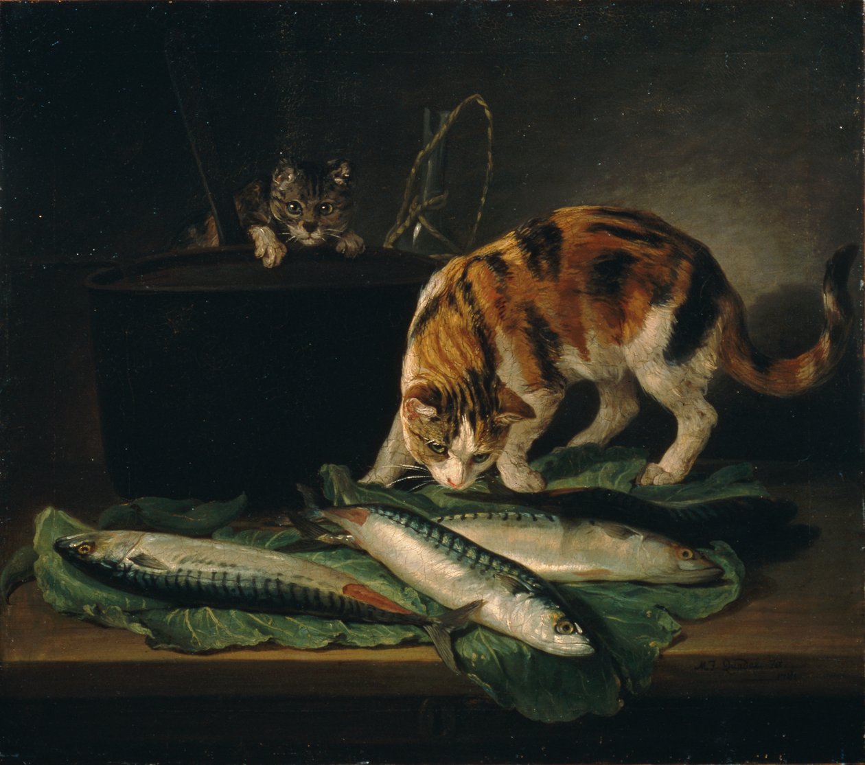 katter og fisk av Martin Ferdinand Quadal