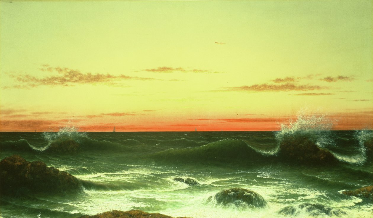 Havbilde: Solnedgang, 1861 av Martin Johnson Heade