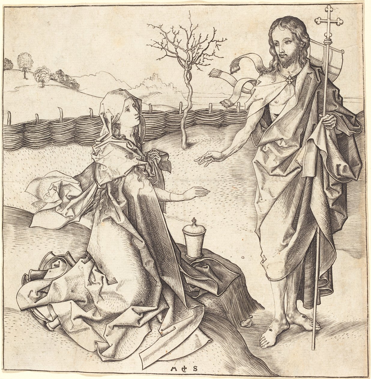 Kristus viser seg for Maria Magdalena av Martin Schongauer