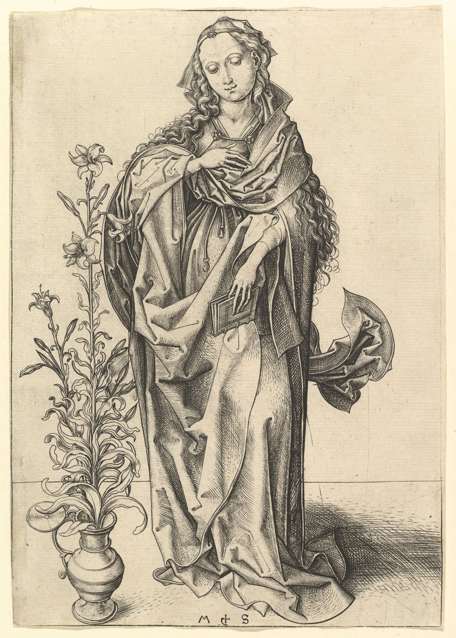 Bebudelsen: Jomfruen, ca. 1435-1491. av Martin Schongauer