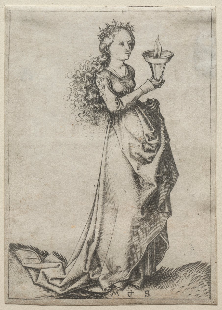 Den første vise jomfru. av Martin Schongauer