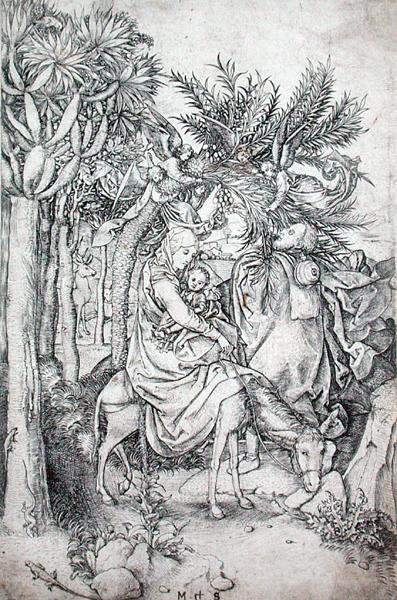 The Flight into Egypt, ca. 1470-80 (gravering) av Martin Schongauer