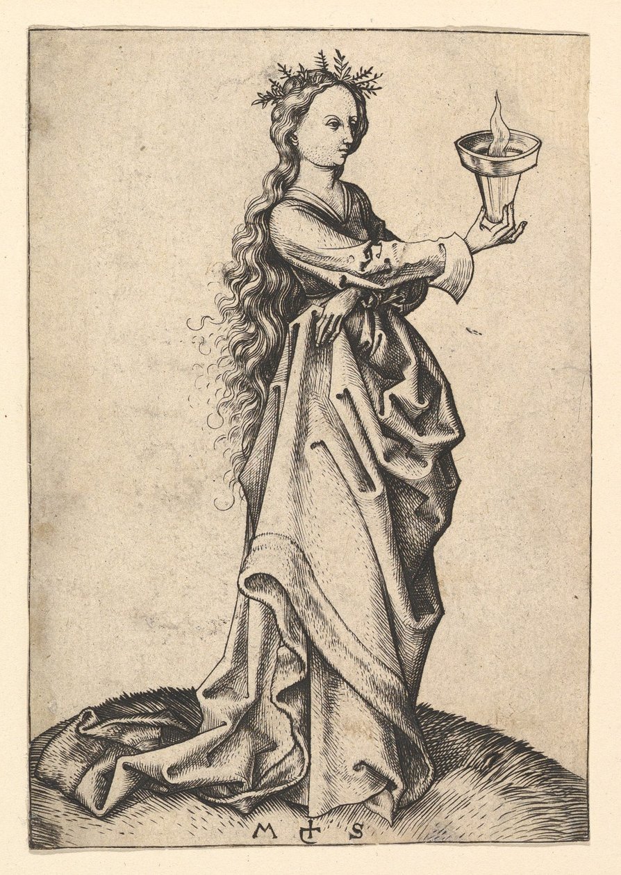 Den tredje vise jomfru, ca. 1435-1491. av Martin Schongauer
