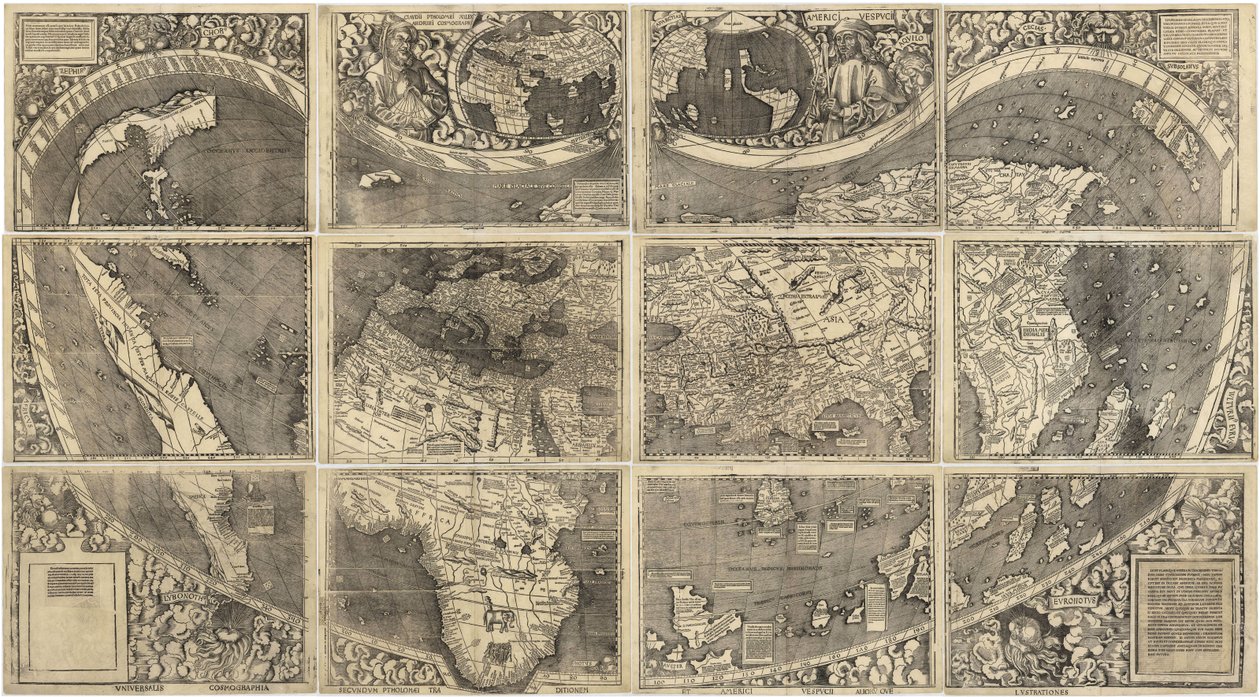 Verdenskart Universalis Cosmographia, 1507 av Martin Waldseemuller