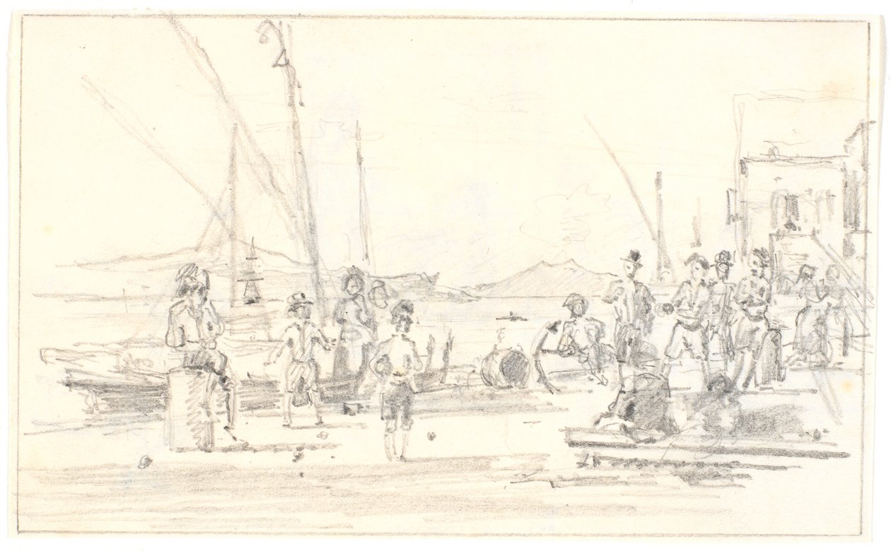 En del av havnen i Palermo av Martinus Rørbye