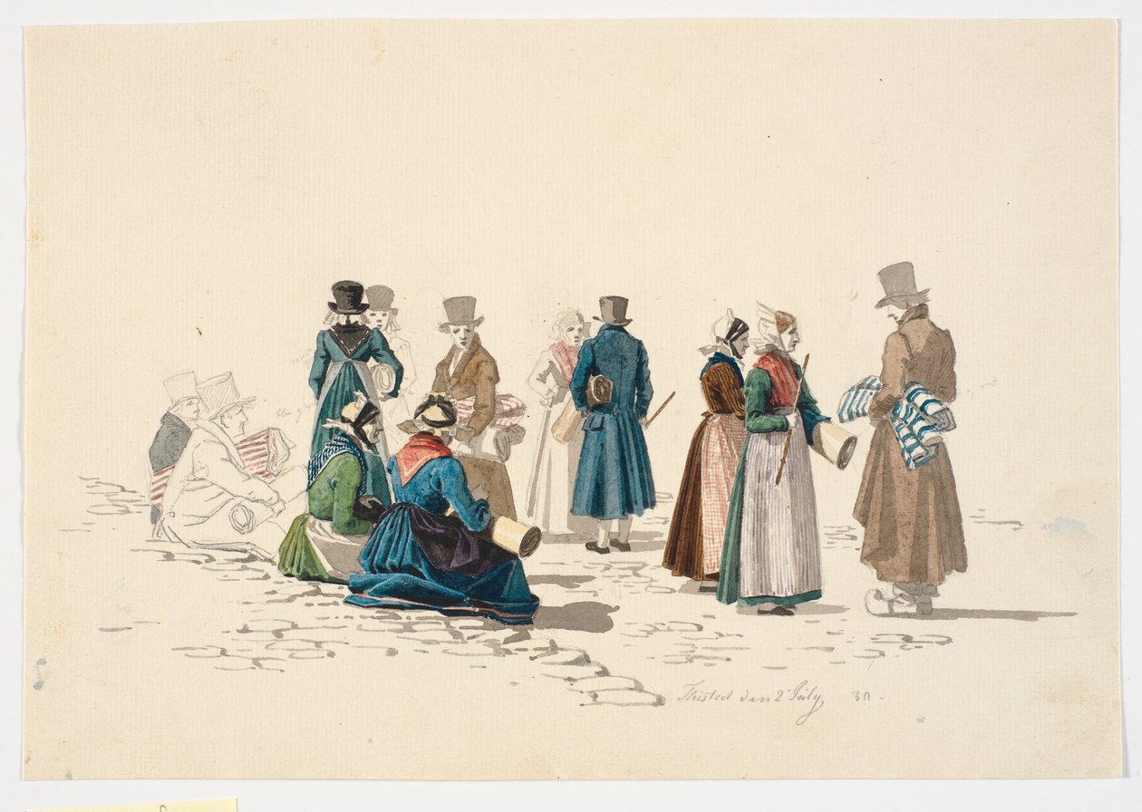 Scene fra torget i Thisted av Martinus Rørbye
