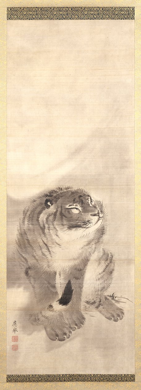 Tiger (blekk og farge på silke) av Maruyama Okyo