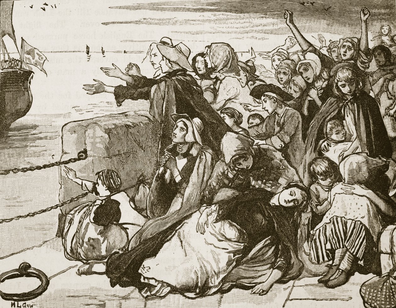 Scene ved fjerningen av de irske soldatene fra Limerick, illustrasjon fra 'Cassell's Illustrated History of England' (sepia-bilde) av Mary L. Gow