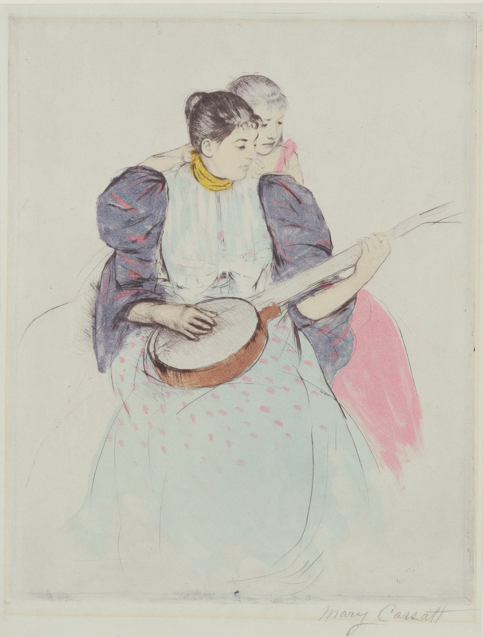 The Banjo Lesson, 1893 (drypoint, softground og aquatint på papir) av Mary Cassatt