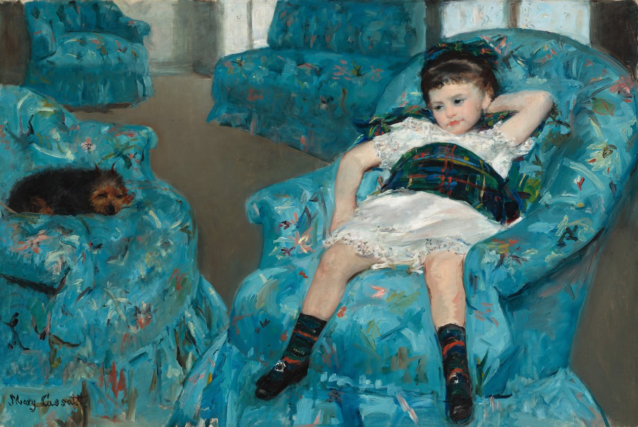 Liten jente i en blå lenestol, 1878. av Mary Cassatt
