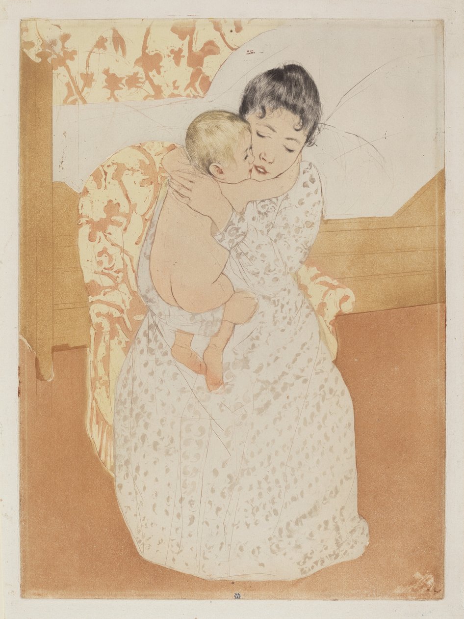 Mors kjærtegn, 1890-1891. av Mary Cassatt