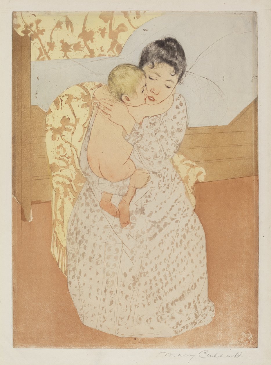 Mors kjærtegn, ca. 1891. av Mary Cassatt