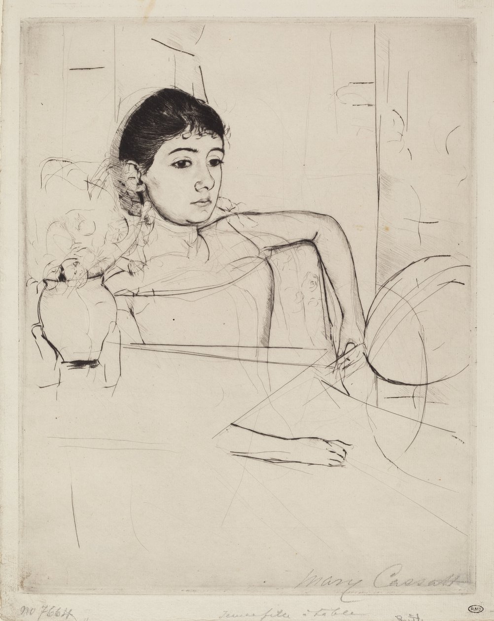 Mimi som brunette, ca. 1889. av Mary Cassatt