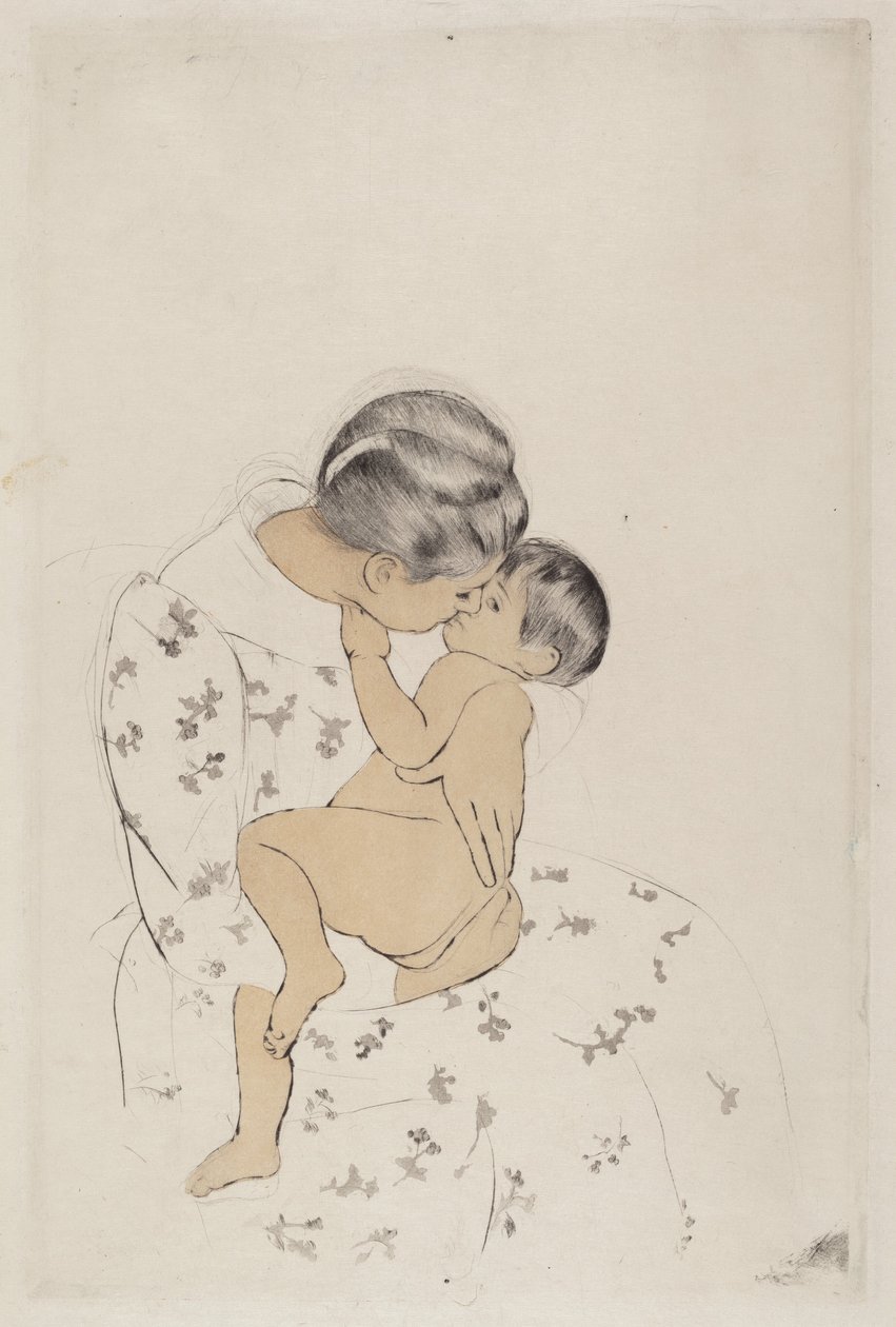 Mors kyss, 1890-1891. av Mary Cassatt