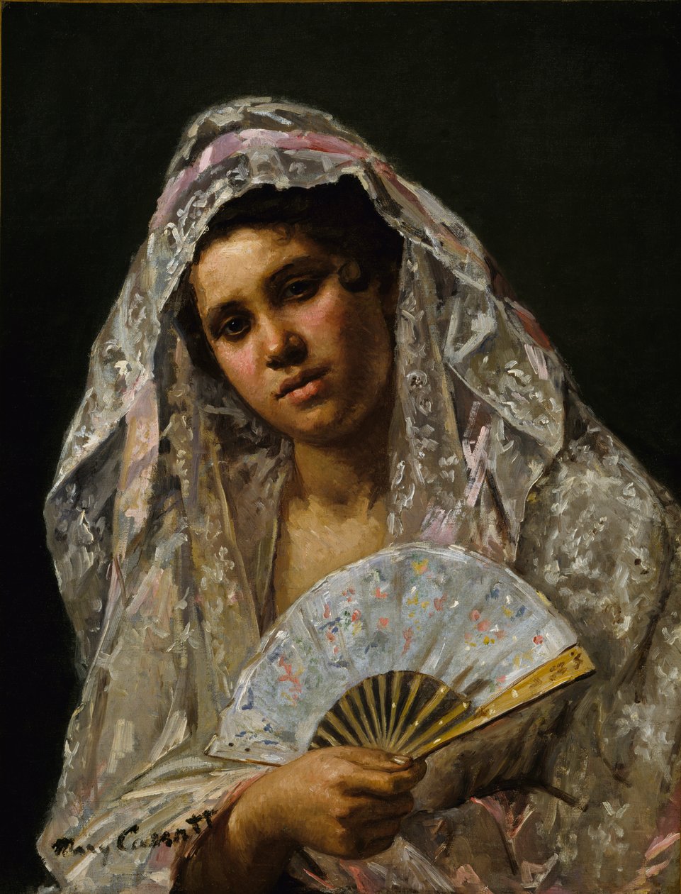 Spansk danser iført en blondemantilla, 1873. av Mary Cassatt