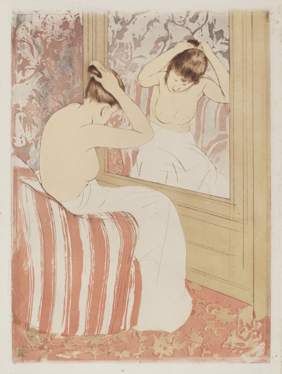 The Coiffure, 1890-1891. av Mary Cassatt
