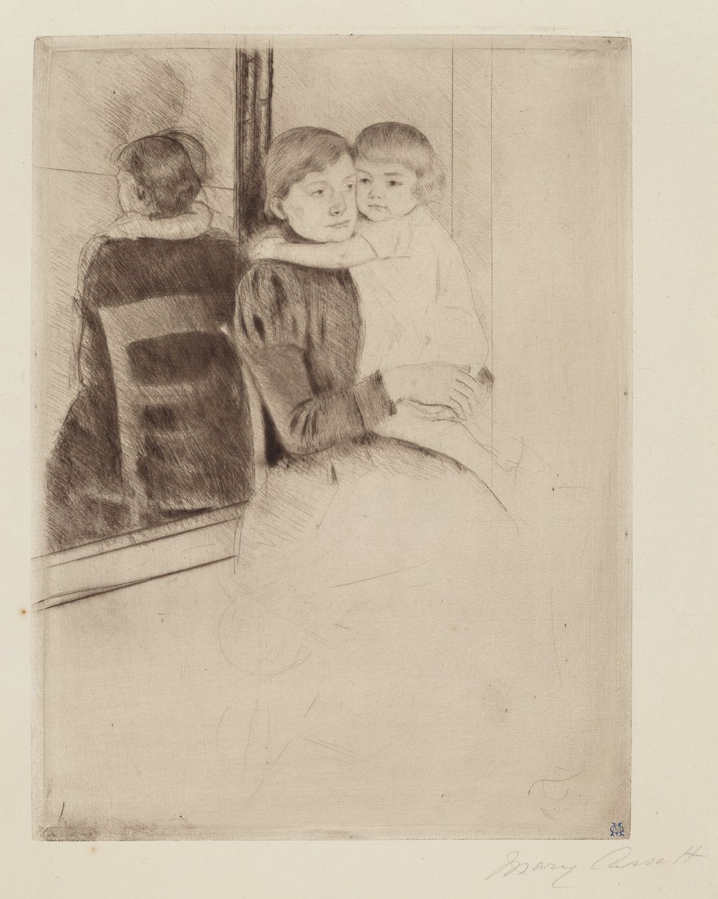 The Mirror, ca. 1891. av Mary Cassatt