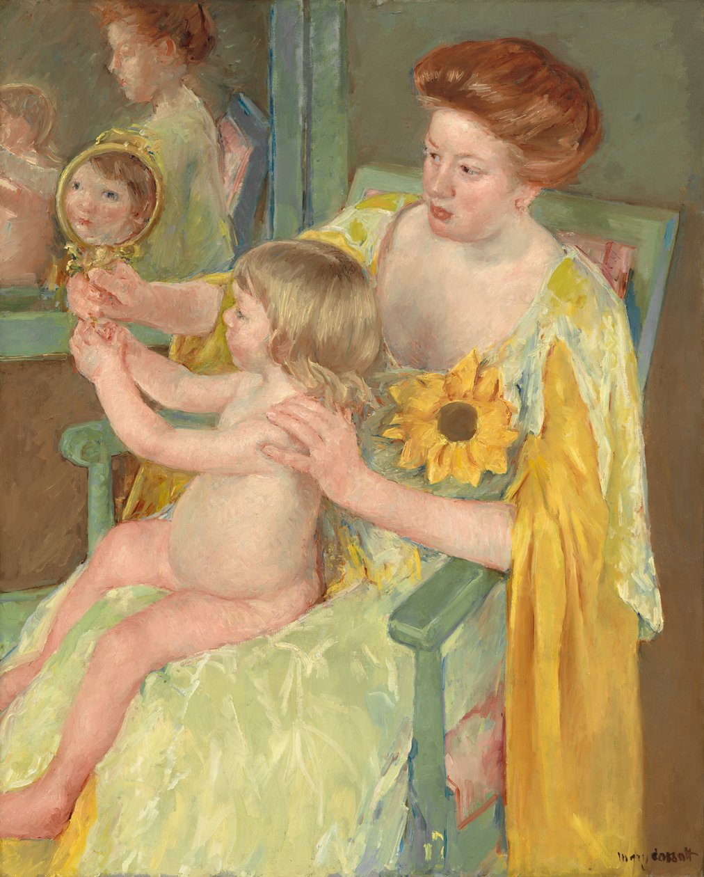 Kvinne med en solsikke, ca. 1905. av Mary Cassatt