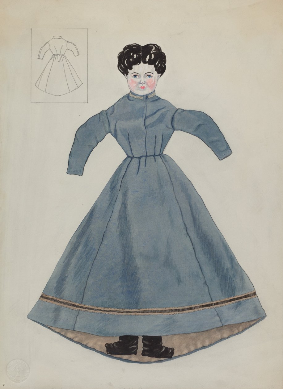 Dukke og kjole, ca. 1937. av Mary E Humes