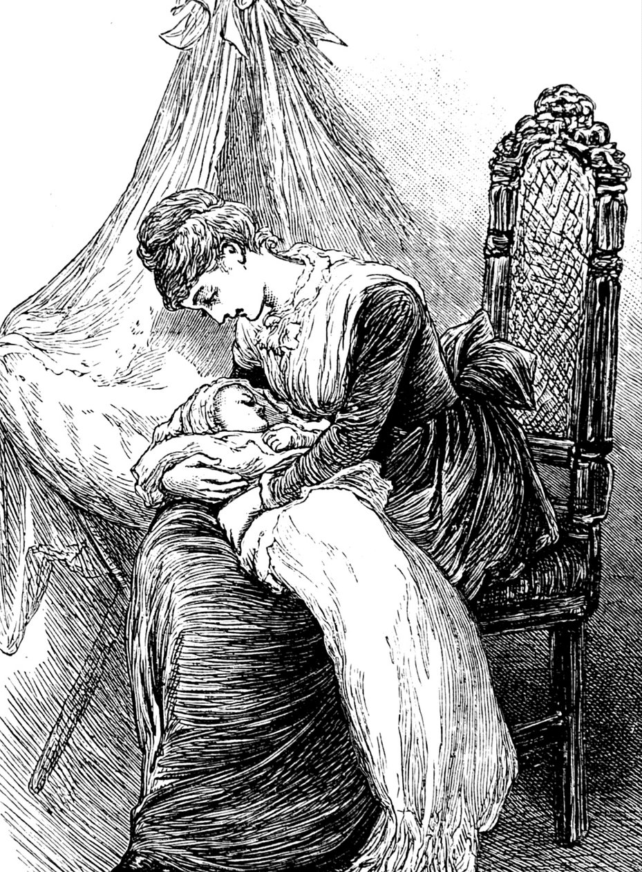 En ung mor som koser barnet sitt av Mary Ellen Edwards
