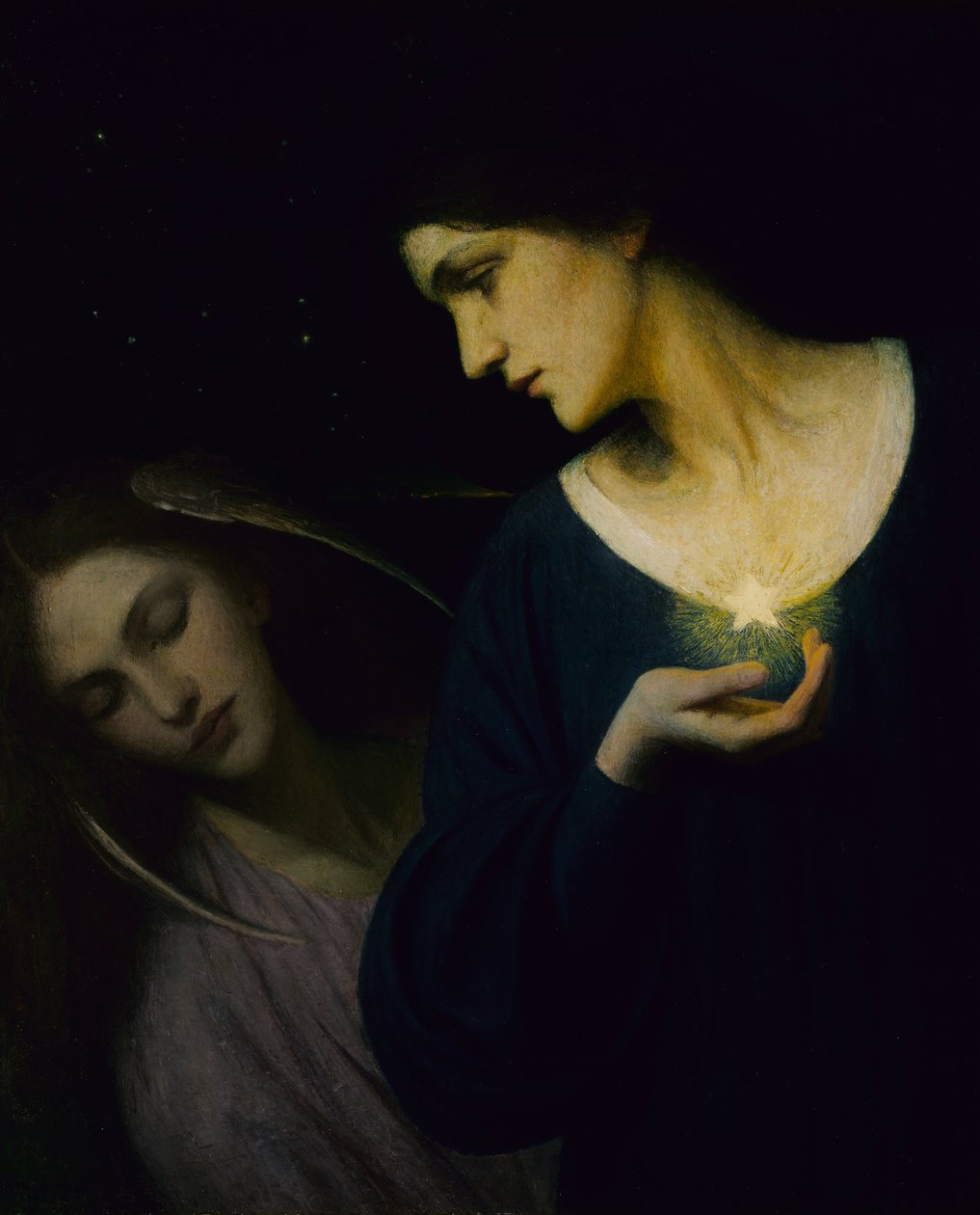 Natten og hennes datter sover, 1902. av Mary L. Macomber