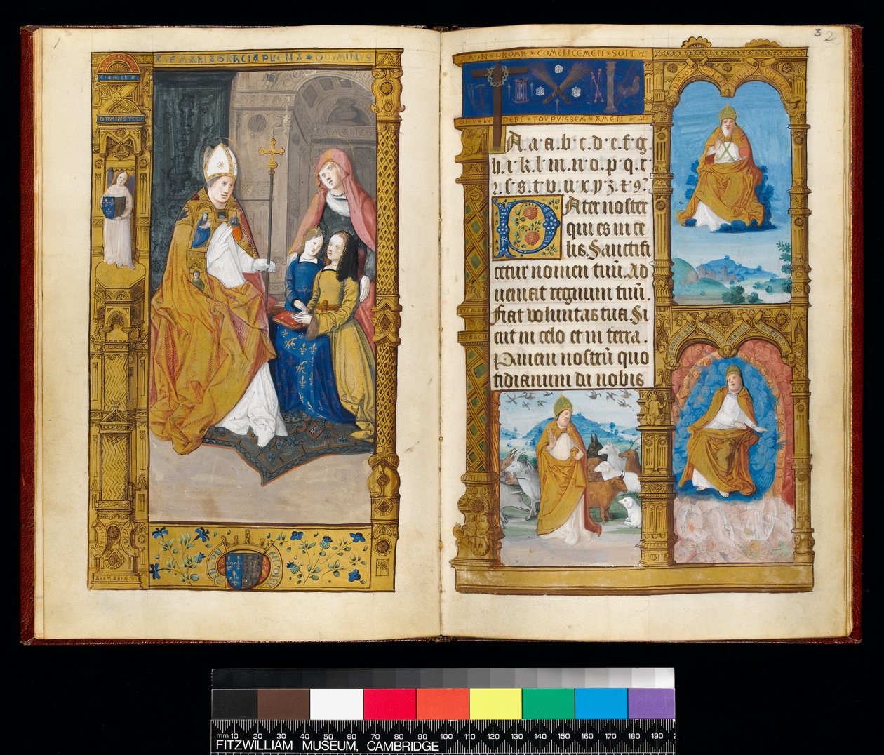 Ms 159, fol 2v og 3r Anne av Bretagne presentert for St Claude, fra 