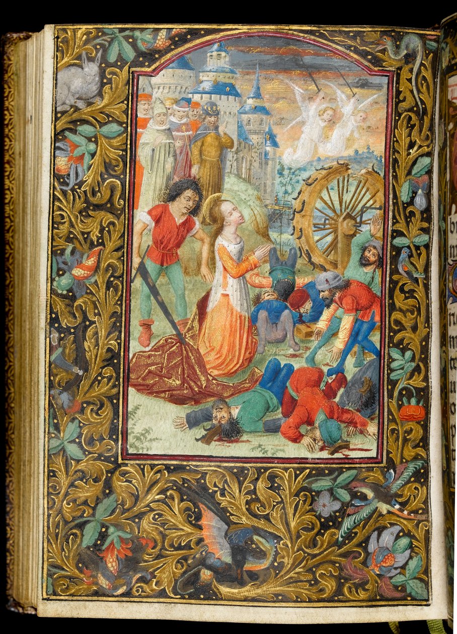 Ms 268 f.140v Martyrdom of Saint Catherine, ca. 1475 (blekk på pergament) av Master of Fitzwilliam