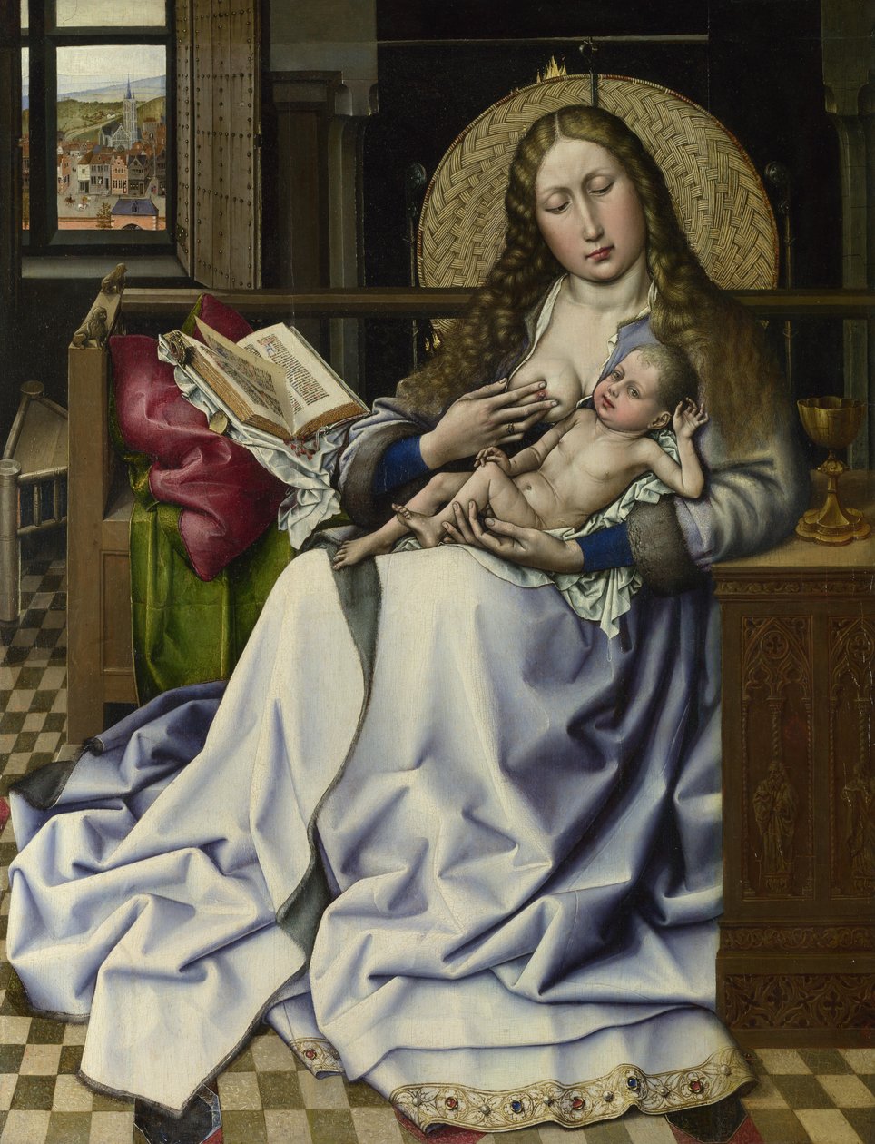 Virgin and Child Before a Firescreen, ca. 1440 (olje og eggtempera på panel) av Master of Flémalle