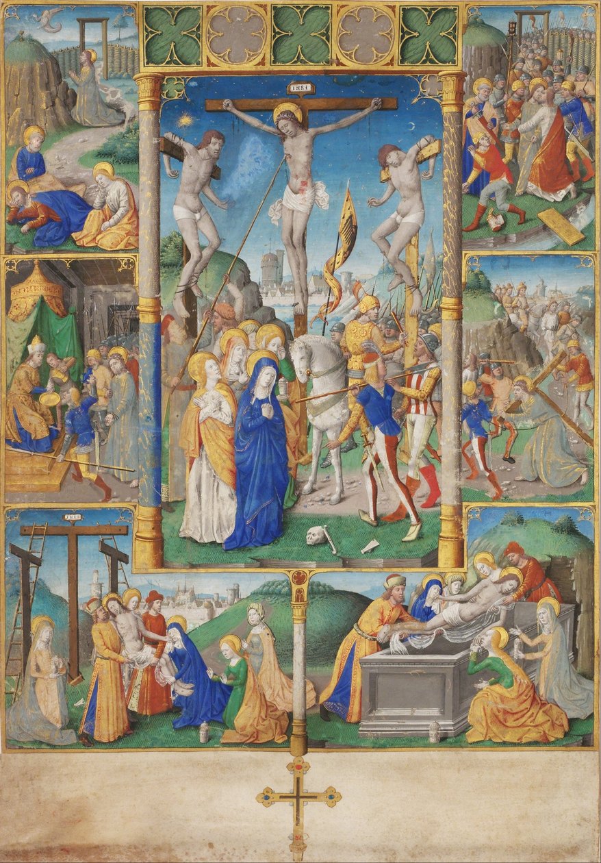 Korsfestelsen med seks lidelseshistorier av Master of Jaques de Besançon