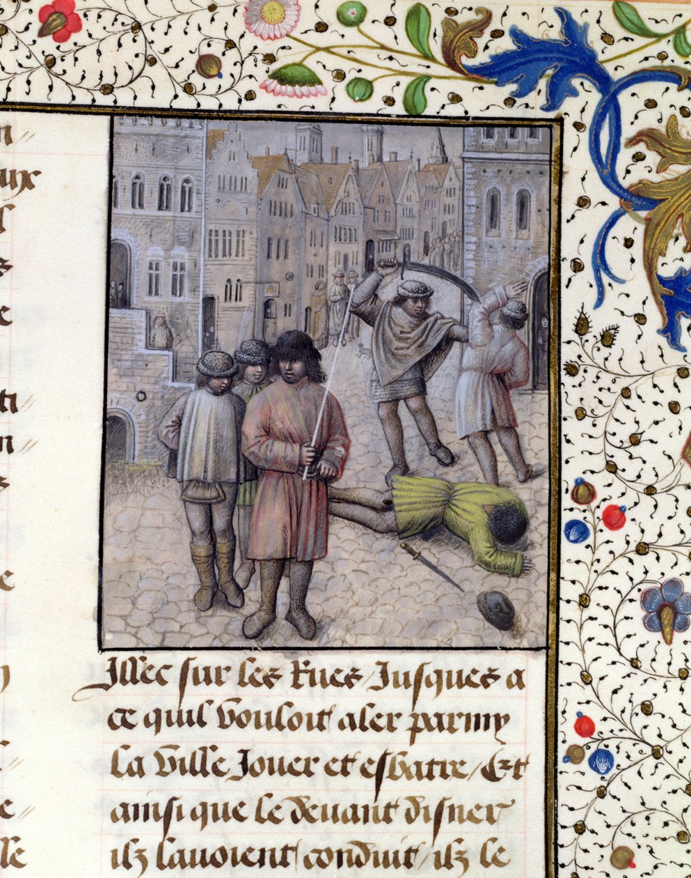 Ms 659 fol.221r Jacob van Artevelde leder et opprør i Gent mot grevene av Flandern i 1340, 1477 av Master of Mary of Burgundy