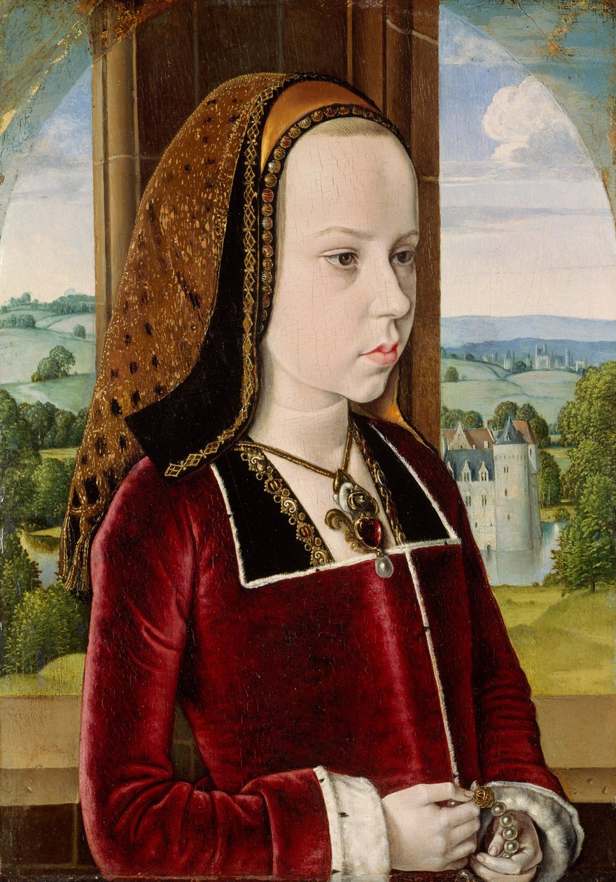 Portrett av Margaret av Østerrike, ca. 1490 (olje på eikepanel) av Master of Moulins