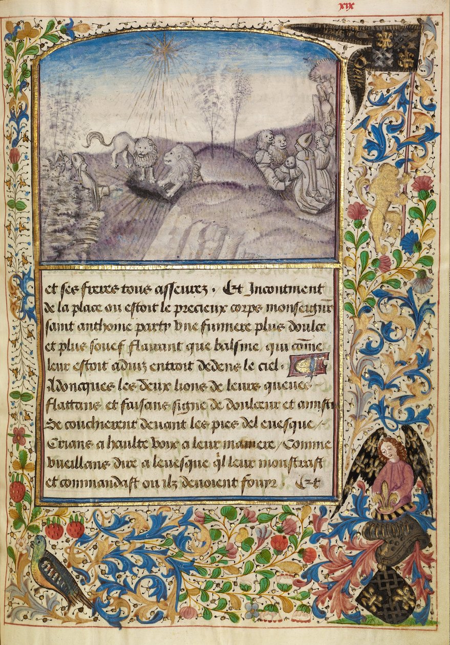 Biskop Theophile Finding the Grave of Saint Anthony av Master of the Brussels Romuléon or workshop