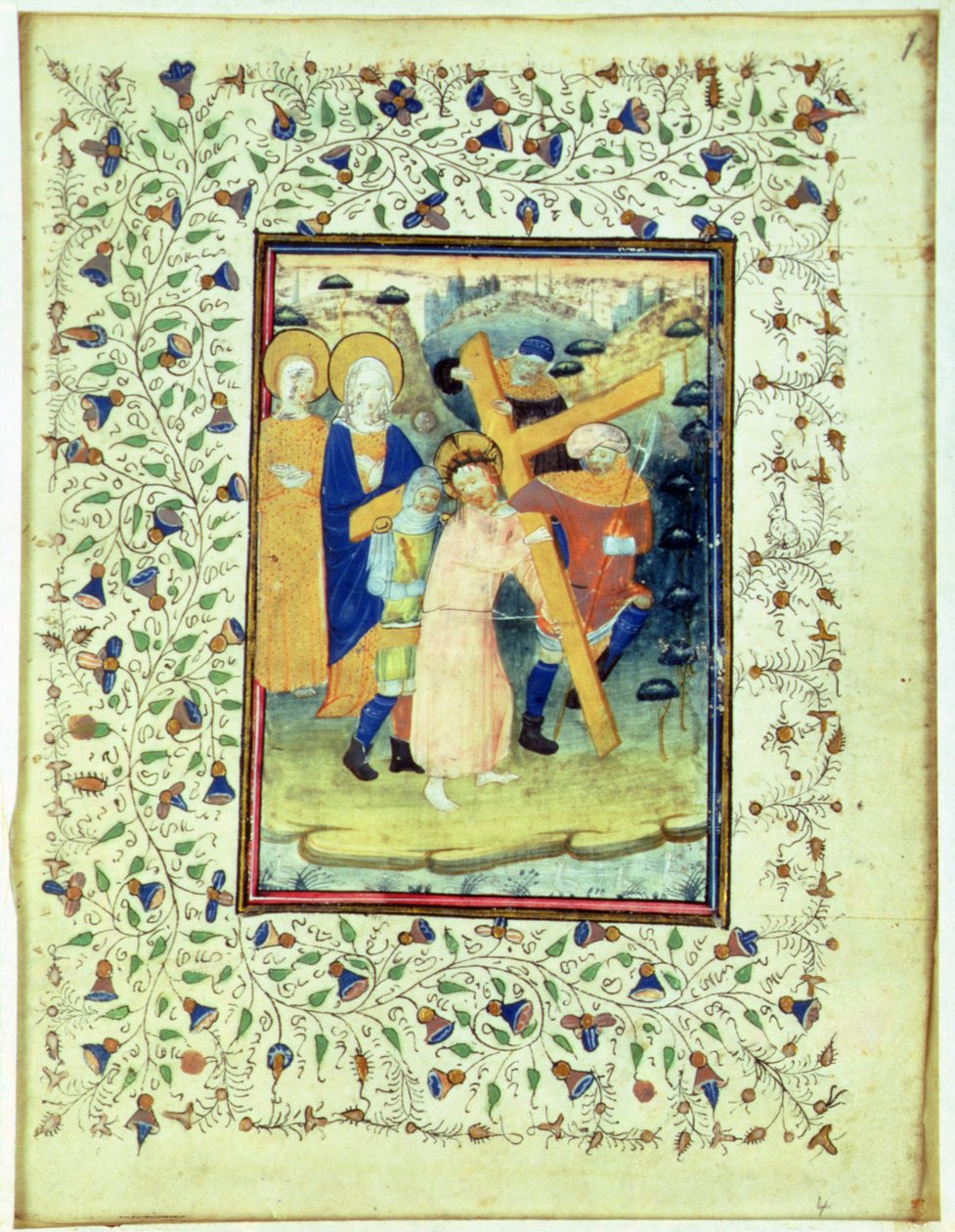 Bæringen av korset, fra en timebok, Brugge av Master of the Embroidered Foliage