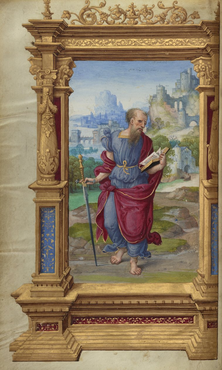 Saint Paul fra Getty-brevene, ca. 1528-30 (temperafarger og gullmaling på pergament) av Master of the Getty Epistles
