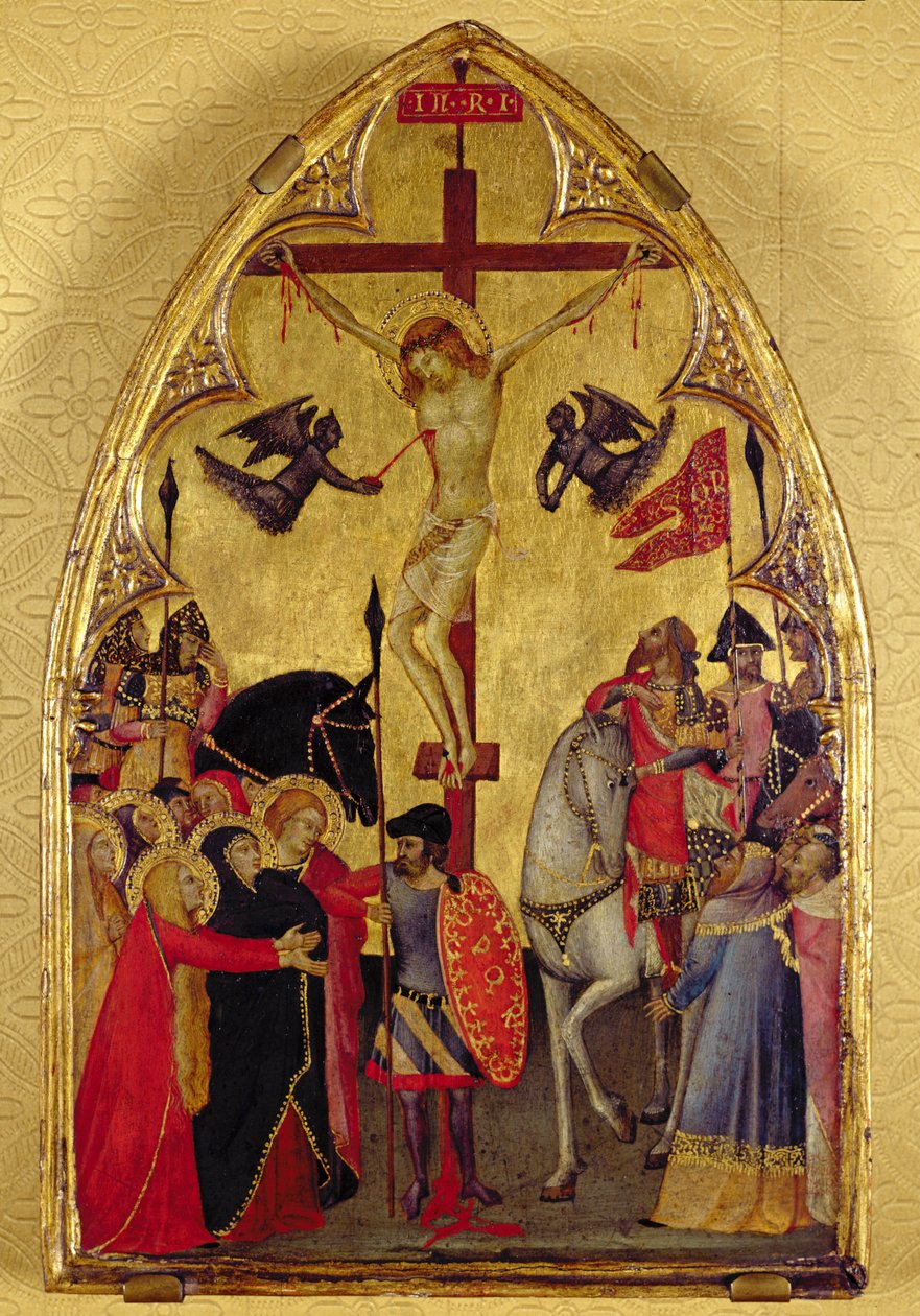 Korsfestelsen (gull og tempera på panel) av Master of the Pieta