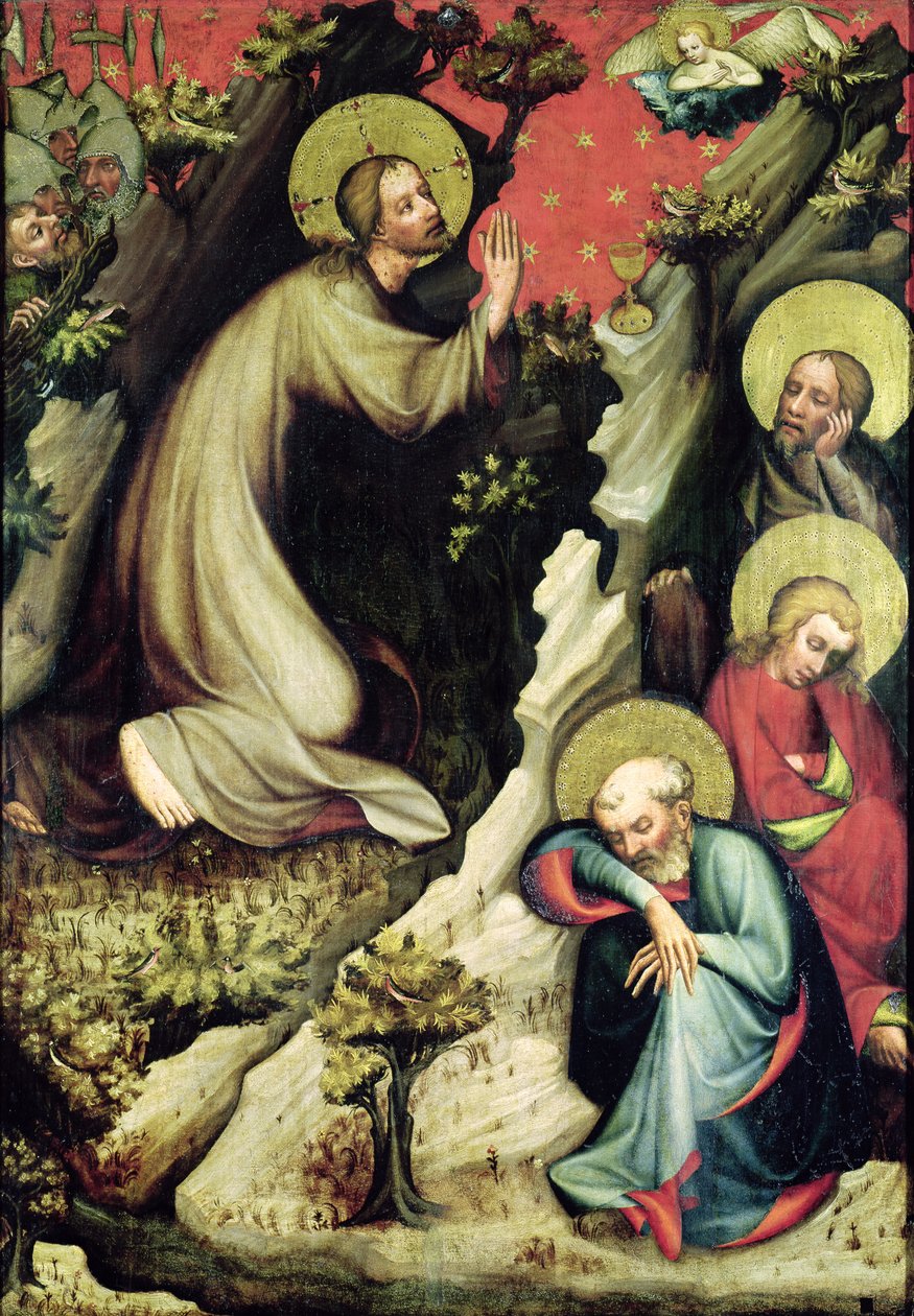 Jesus in the Garden of Getsemane, fra Trebon-altertavlen, ca. 1380 (tempera på panel) av Master of the Trebon Altarpiece