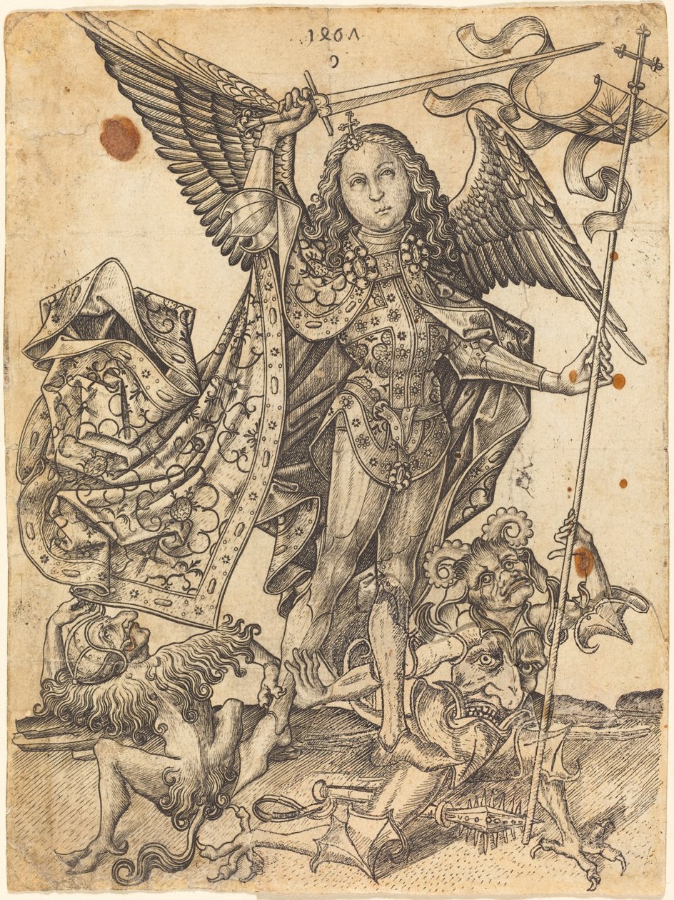 Saint Michael beseirer djevlene av Master E.S.