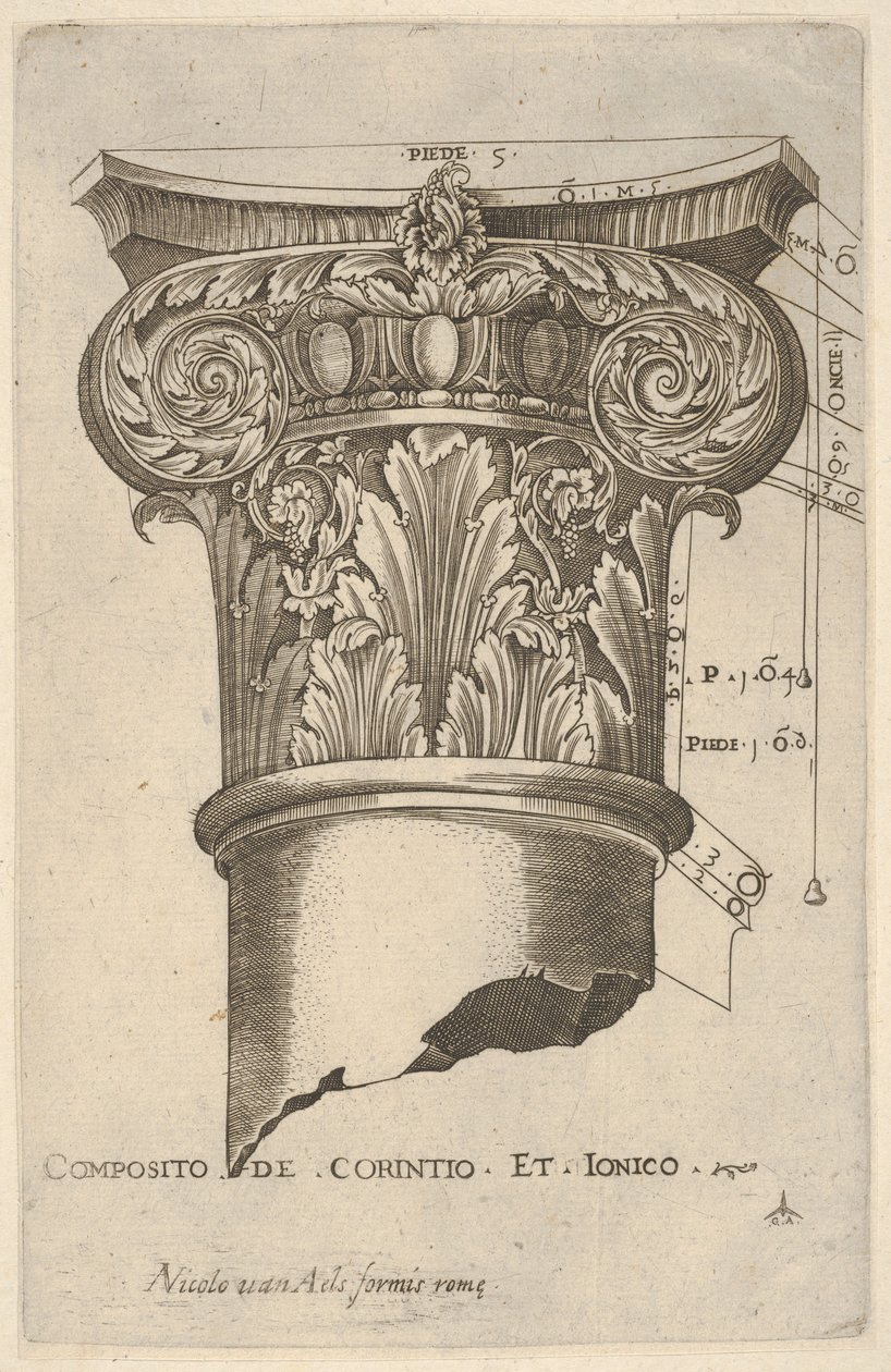 Sammensatt kapital med mål, ca. 1537. av Master GA