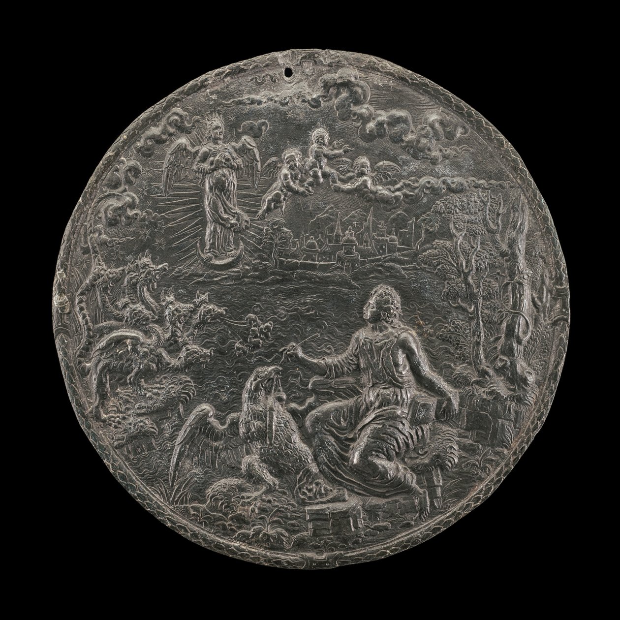 Saint John komponerer åpenbaring på Patmos, 1570-tallet av Master H.G.