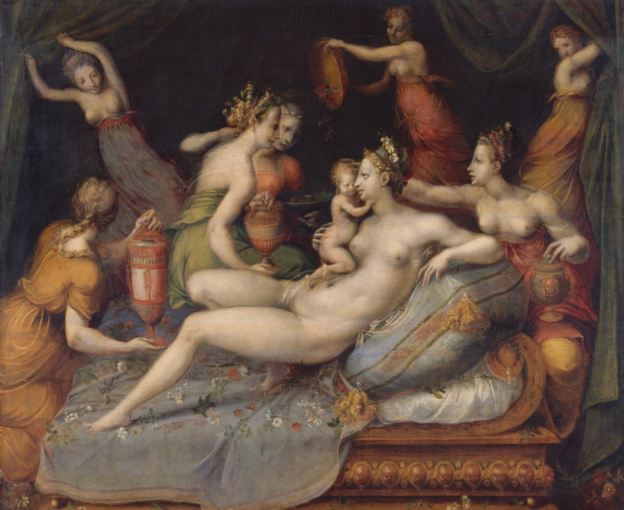 Cupidos fødsel. av Master of Flora