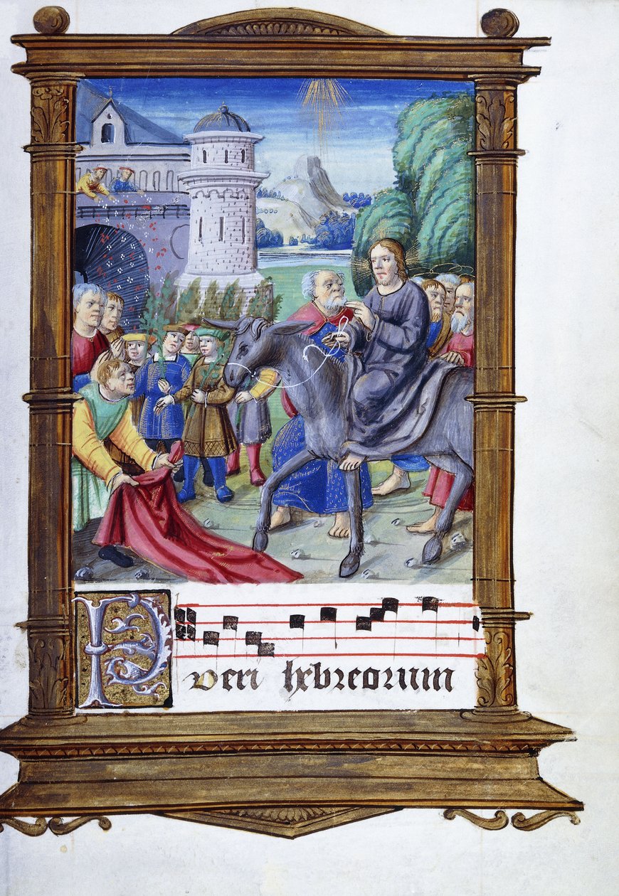 Inntoget i Jerusalem av Master of the Anglo Hours